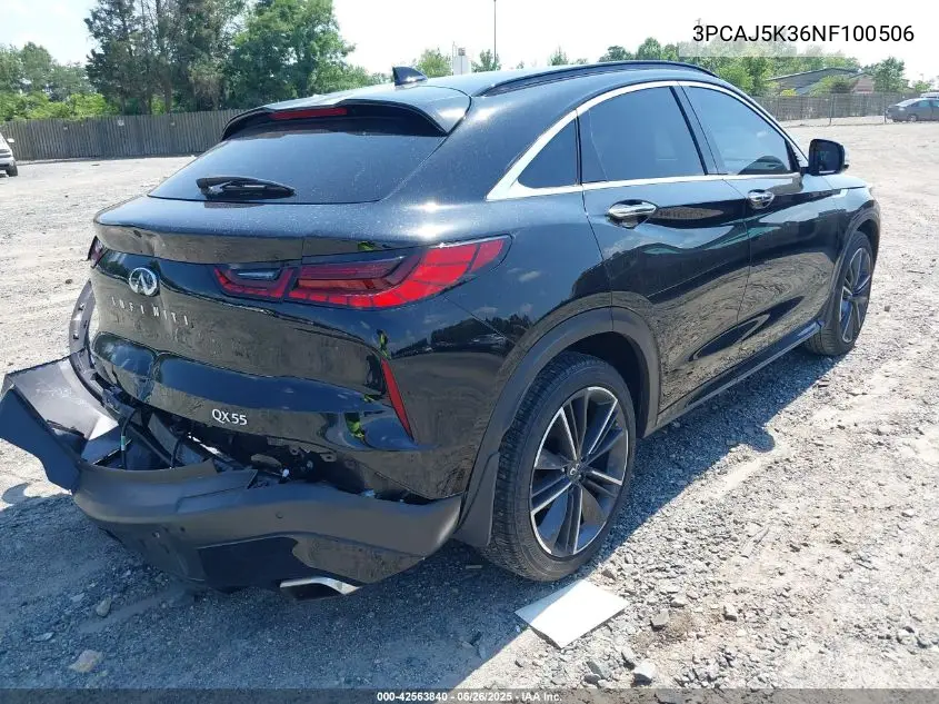 2022 Infiniti Qx55 Essential Awd VIN: 3PCAJ5K36NF100506 Lot: 42563840