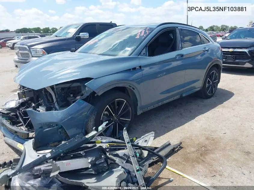 2022 Infiniti Qx55 Sensory Awd VIN: 3PCAJ5L35NF103881 Lot: 42606078