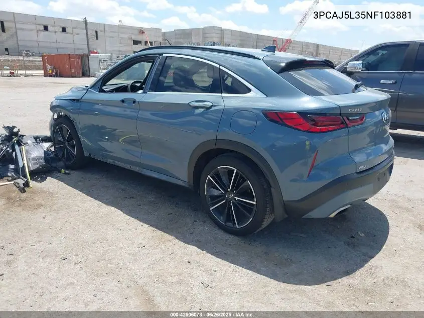 2022 Infiniti Qx55 Sensory Awd VIN: 3PCAJ5L35NF103881 Lot: 42606078