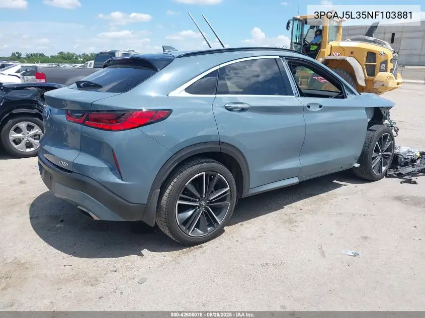 2022 Infiniti Qx55 Sensory Awd VIN: 3PCAJ5L35NF103881 Lot: 42606078