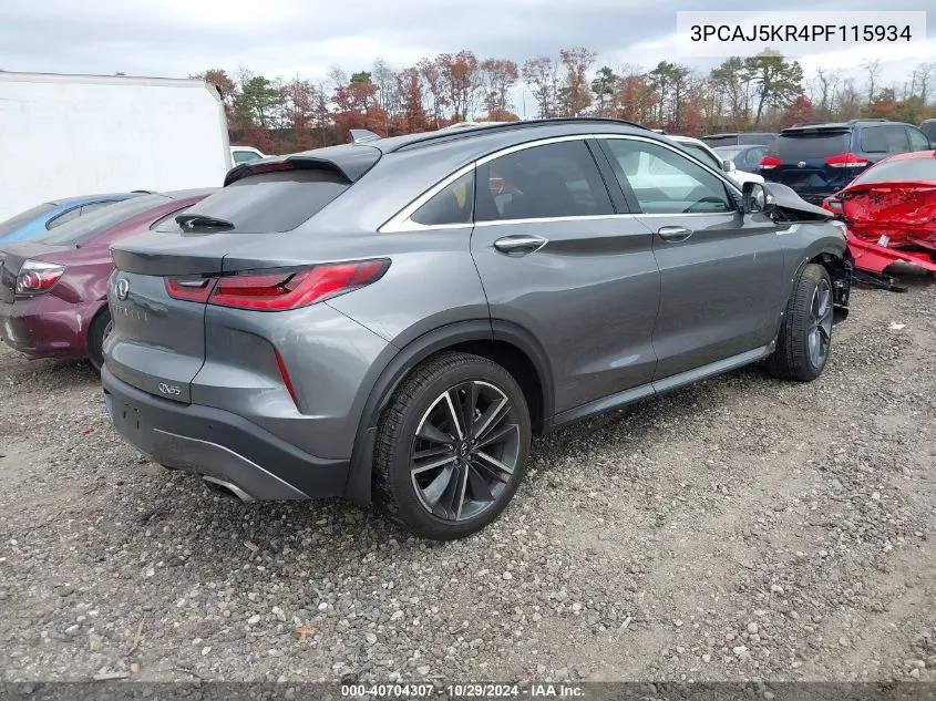 2023 Infiniti Qx55 Essential Awd VIN: 3PCAJ5KR4PF115934 Lot: 40704307