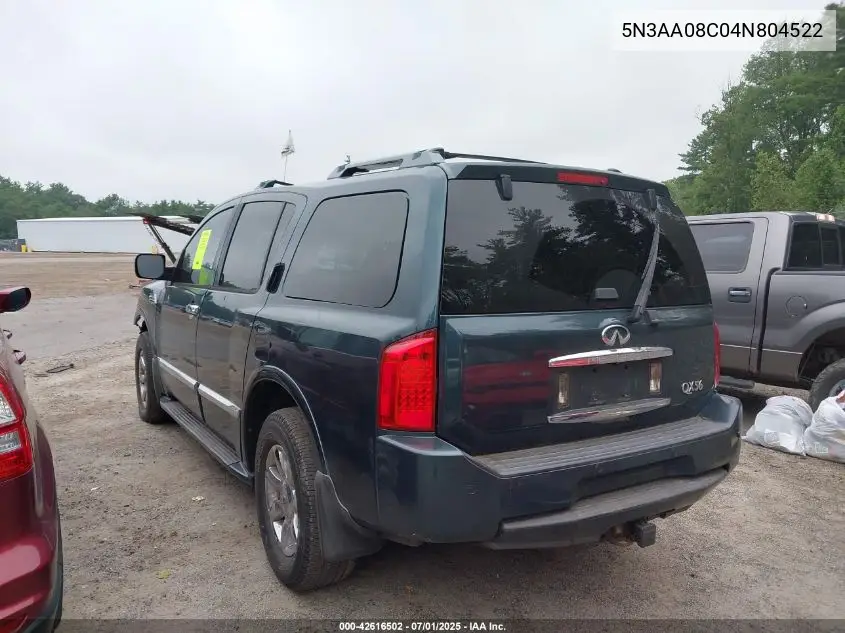 2004 Infiniti Qx56 VIN: 5N3AA08C04N804522 Lot: 42616502