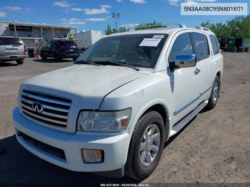 2005 Infiniti Qx56 VIN: 5N3AA08C95N801801 Lot: 42318049