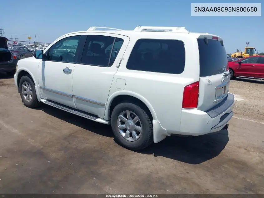 2005 Infiniti Qx56 VIN: 5N3AA08C95N800650 Lot: 42345156