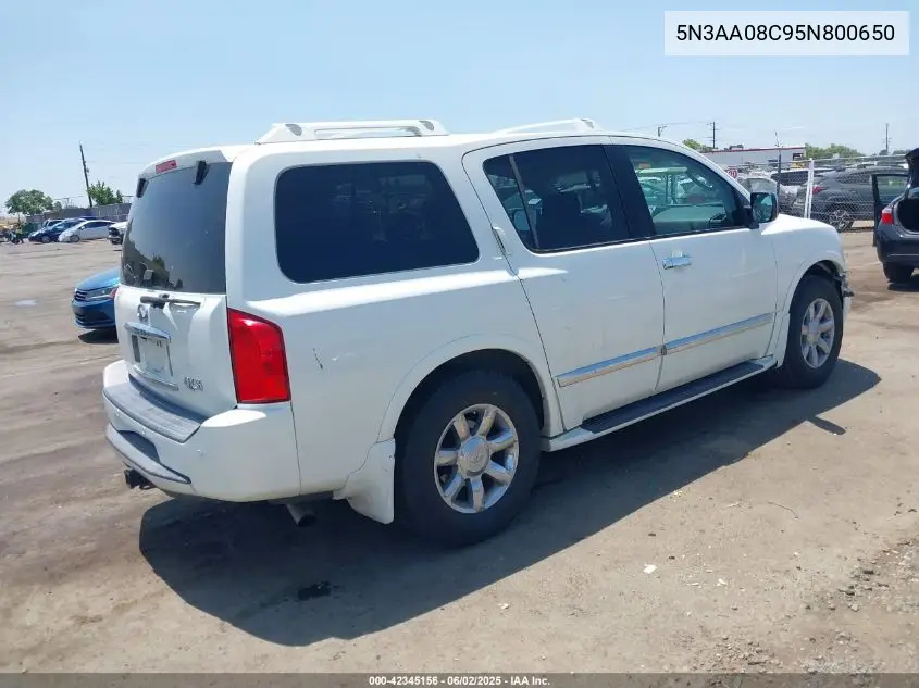 2005 Infiniti Qx56 VIN: 5N3AA08C95N800650 Lot: 42345156