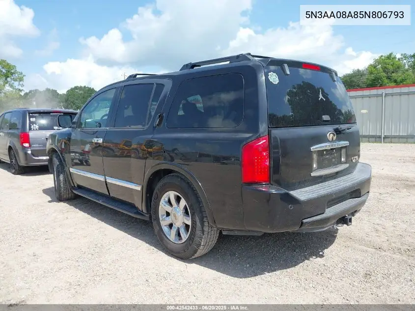 2005 Infiniti Qx56 VIN: 5N3AA08A85N806793 Lot: 42542433