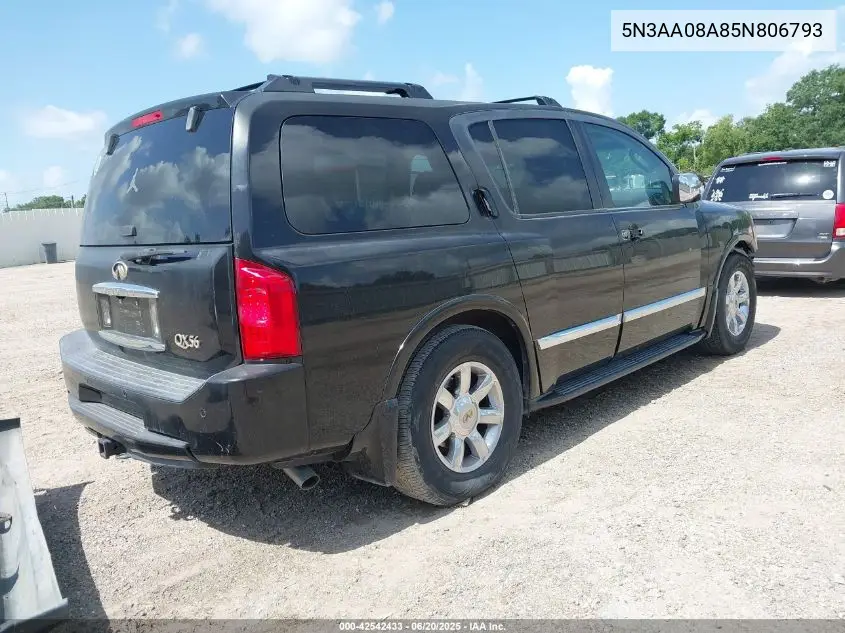 2005 Infiniti Qx56 VIN: 5N3AA08A85N806793 Lot: 42542433