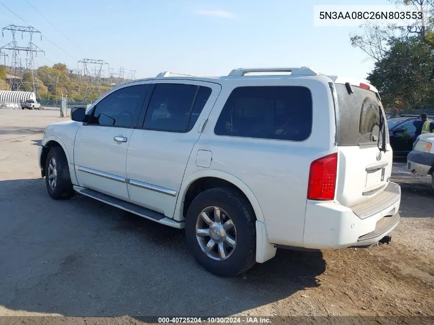 2006 Infiniti Qx56 VIN: 5N3AA08C26N803553 Lot: 40725204