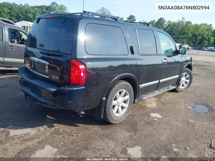 2006 Infiniti Qx56 VIN: 5N3AA08A76N802994 Lot: 42582706