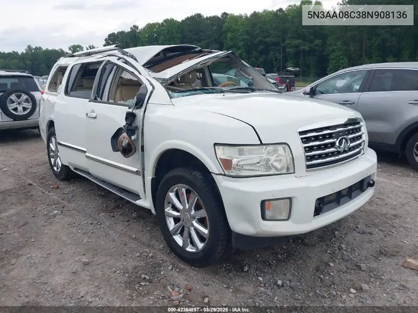 2008 Infiniti Qx56 VIN: 5N3AA08C38N908136 Lot: 42364897
