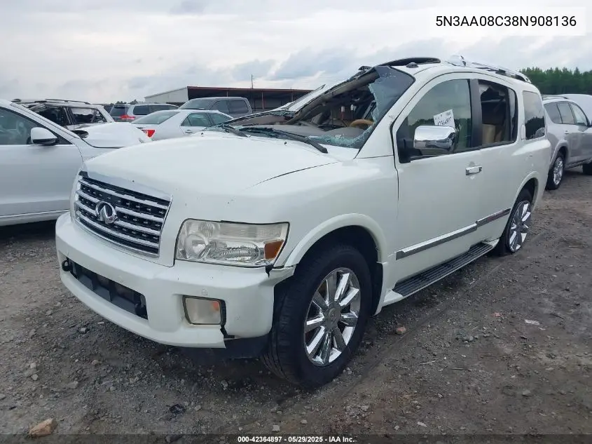 2008 Infiniti Qx56 VIN: 5N3AA08C38N908136 Lot: 42364897