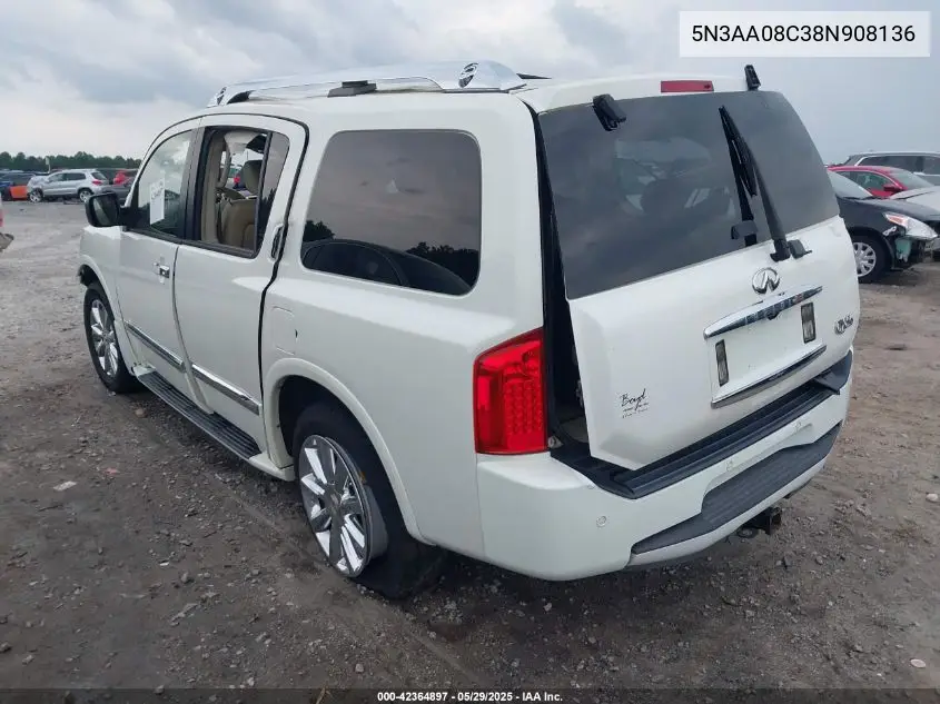 2008 Infiniti Qx56 VIN: 5N3AA08C38N908136 Lot: 42364897