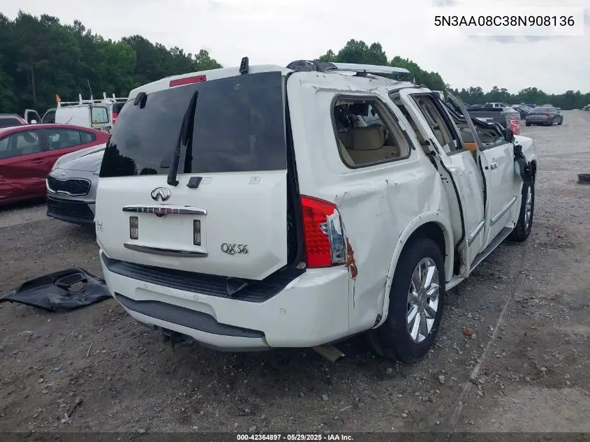 2008 Infiniti Qx56 VIN: 5N3AA08C38N908136 Lot: 42364897