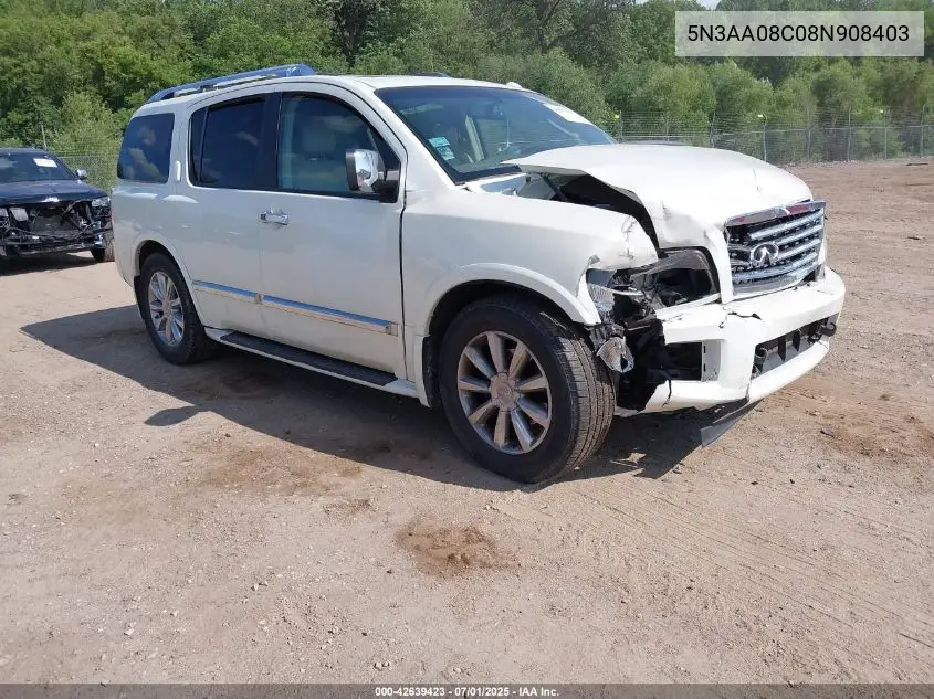 2008 Infiniti Qx56 VIN: 5N3AA08C08N908403 Lot: 42639423