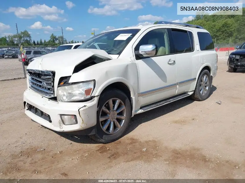 2008 Infiniti Qx56 VIN: 5N3AA08C08N908403 Lot: 42639423