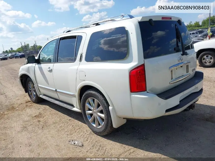 2008 Infiniti Qx56 VIN: 5N3AA08C08N908403 Lot: 42639423