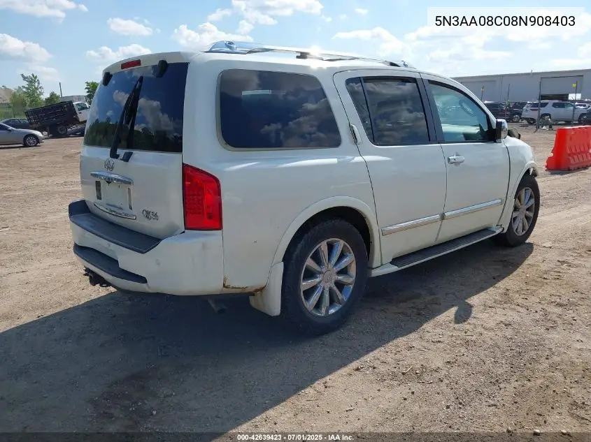 2008 Infiniti Qx56 VIN: 5N3AA08C08N908403 Lot: 42639423