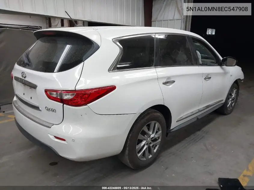 2014 Infiniti Qx60 VIN: 5N1AL0MN8EC547908 Lot: 42248809