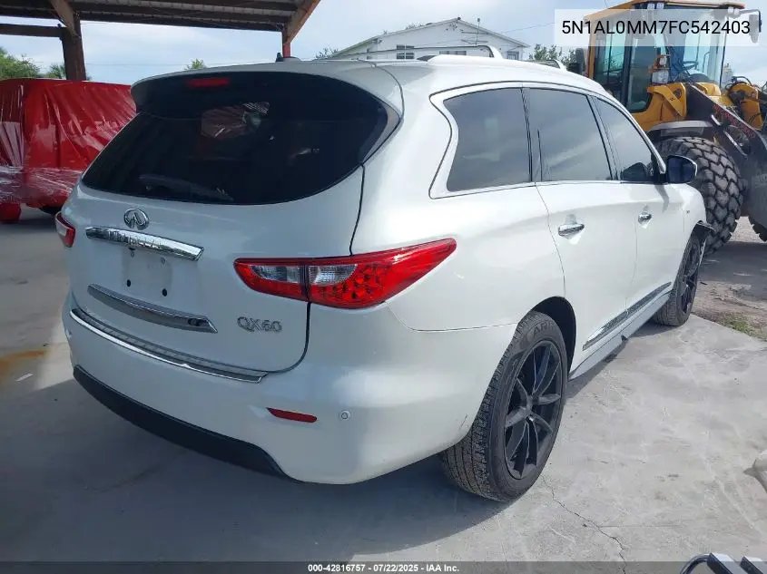 2015 Infiniti Qx60 VIN: 5N1AL0MM7FC542403 Lot: 42816757