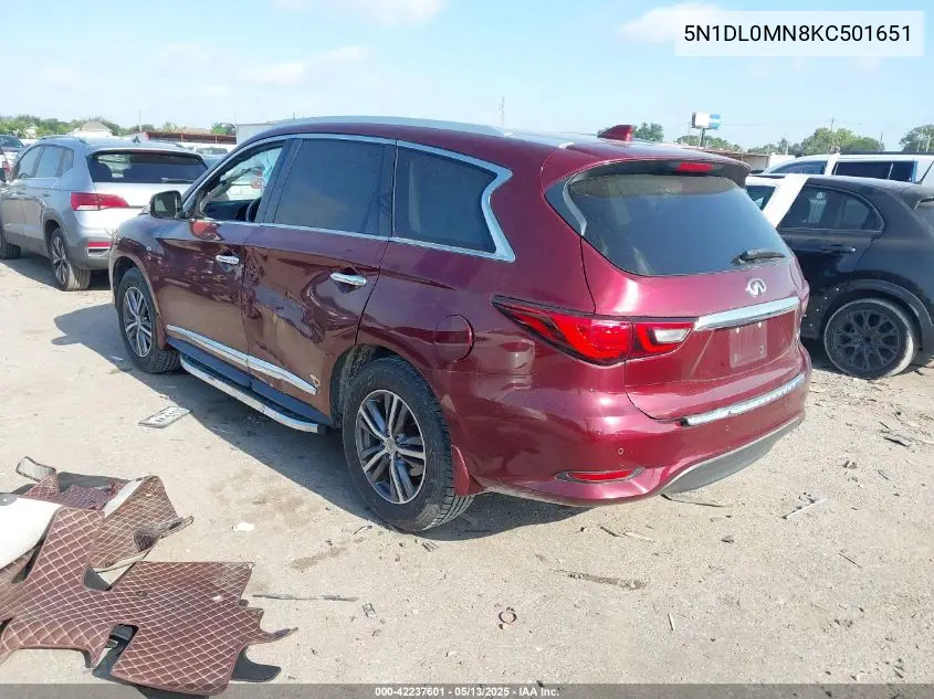 2019 Infiniti Qx60 Luxe VIN: 5N1DL0MN8KC501651 Lot: 42237601