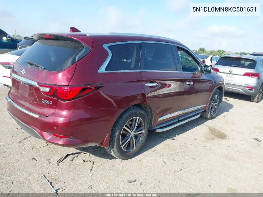 2019 Infiniti Qx60 Luxe VIN: 5N1DL0MN8KC501651 Lot: 42237601