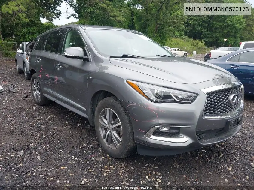 2019 Infiniti Qx60 Pure VIN: 5N1DL0MM3KC570173 Lot: 42631011