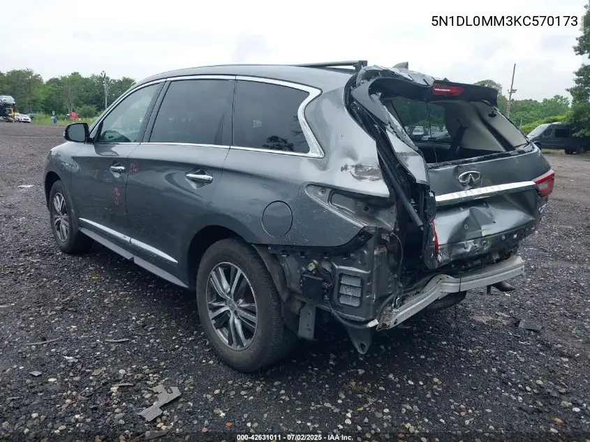 2019 Infiniti Qx60 Pure VIN: 5N1DL0MM3KC570173 Lot: 42631011