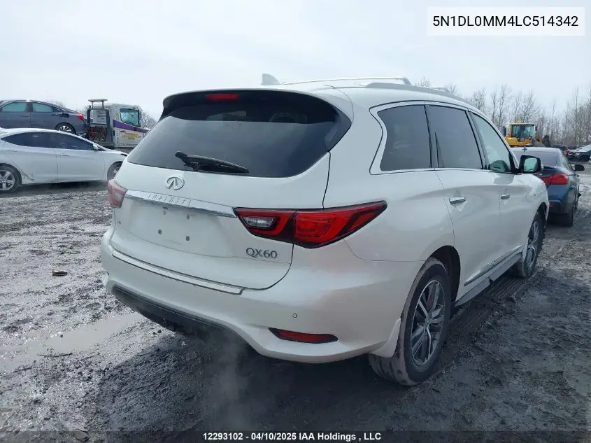 2020 Infiniti Qx60 Essential/Limited Edition/Proactive/Pure/Sensory/Signature Edition VIN: 5N1DL0MM4LC514342 Lot: 12293102