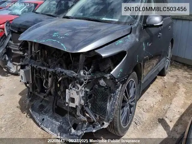 2020 Infiniti Qx60 Pure VIN: 5N1DL0MM8LC503456 Lot: 20208843