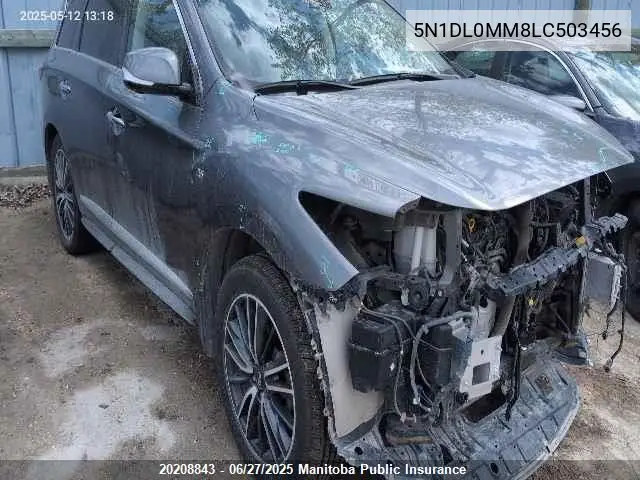 2020 Infiniti Qx60 Pure VIN: 5N1DL0MM8LC503456 Lot: 20208843
