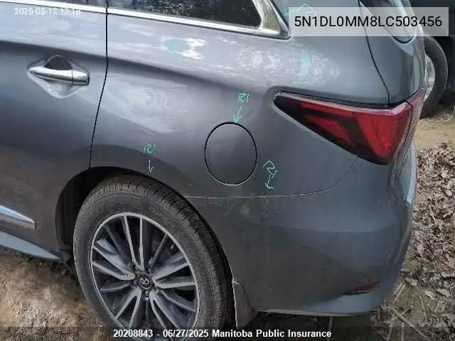 2020 Infiniti Qx60 Pure VIN: 5N1DL0MM8LC503456 Lot: 20208843