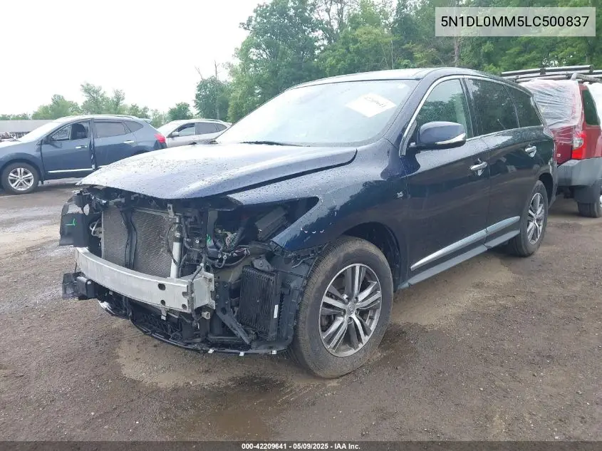 2020 Infiniti Qx60 Pure Awd VIN: 5N1DL0MM5LC500837 Lot: 42209641