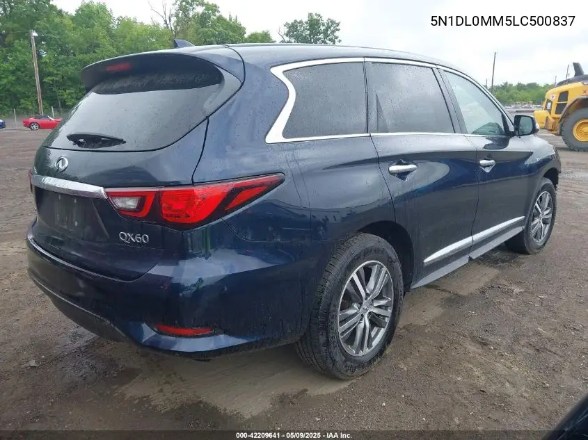 2020 Infiniti Qx60 Pure Awd VIN: 5N1DL0MM5LC500837 Lot: 42209641