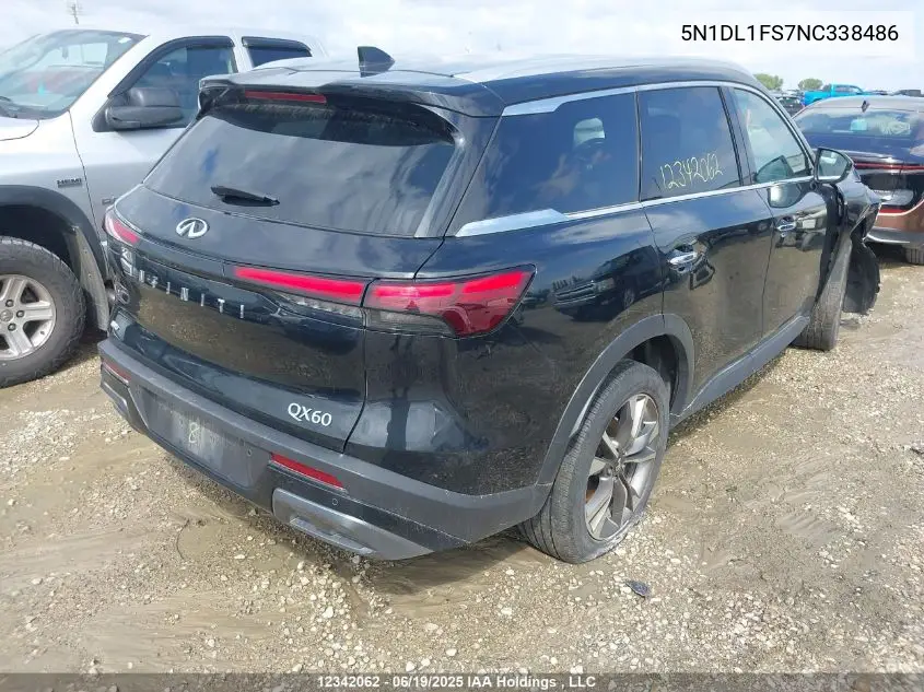 2022 Infiniti Qx60 Luxe VIN: 5N1DL1FS7NC338486 Lot: 12342062