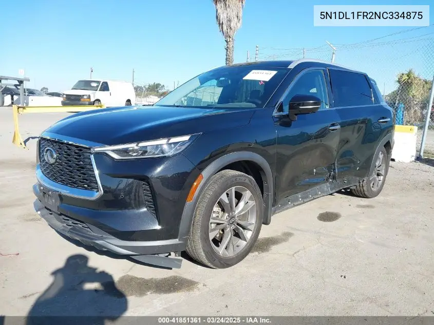 2022 Infiniti Qx60 Luxe VIN: 5N1DL1FR2NC334875 Lot: 41851361