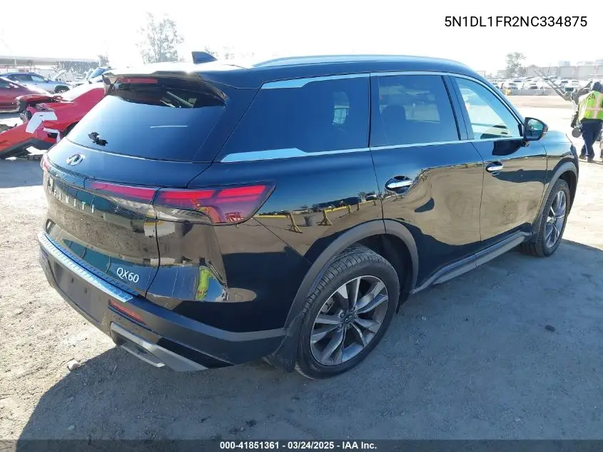 2022 Infiniti Qx60 Luxe VIN: 5N1DL1FR2NC334875 Lot: 41851361