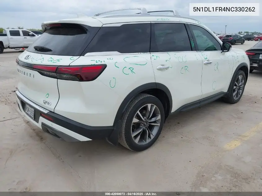 2022 Infiniti Qx60 Luxe VIN: 5N1DL1FR4NC330262 Lot: 42050073