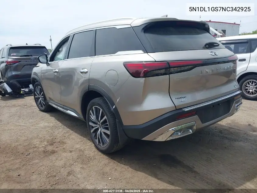 2022 Infiniti Qx60 Sensory Awd VIN: 5N1DL1GS7NC342925 Lot: 42113136
