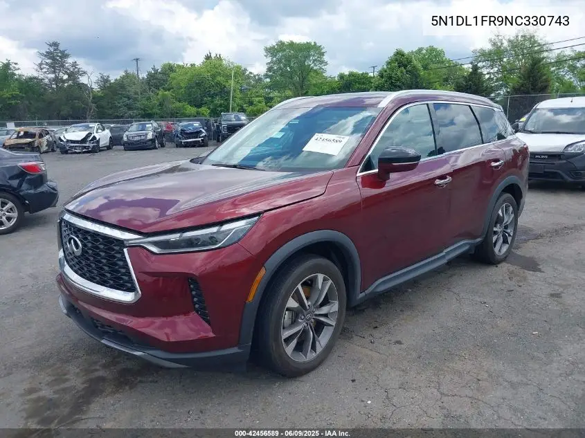 2022 Infiniti Qx60 Luxe VIN: 5N1DL1FR9NC330743 Lot: 42456589