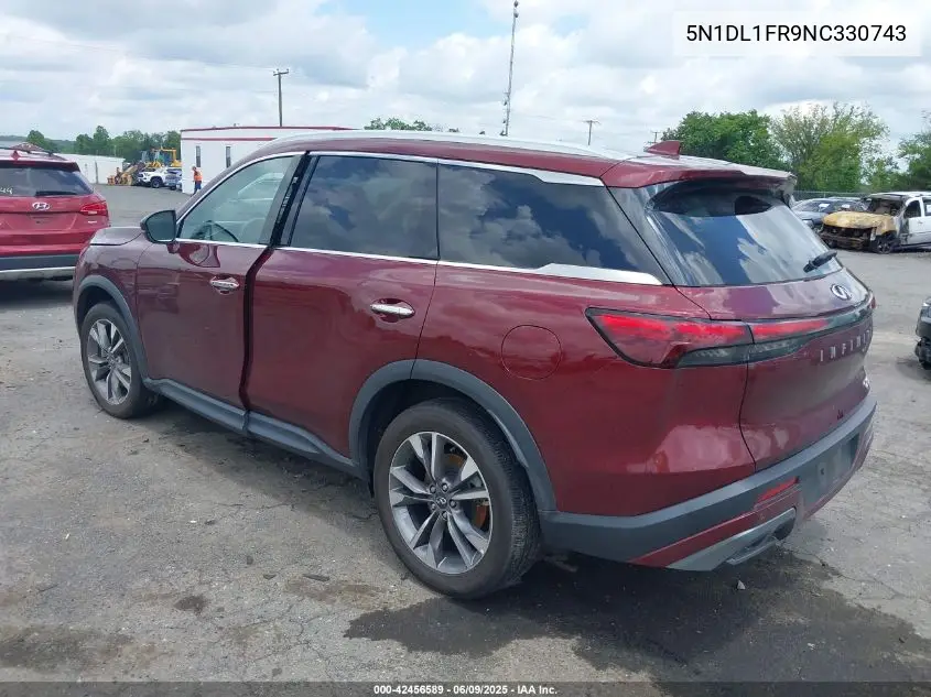 2022 Infiniti Qx60 Luxe VIN: 5N1DL1FR9NC330743 Lot: 42456589
