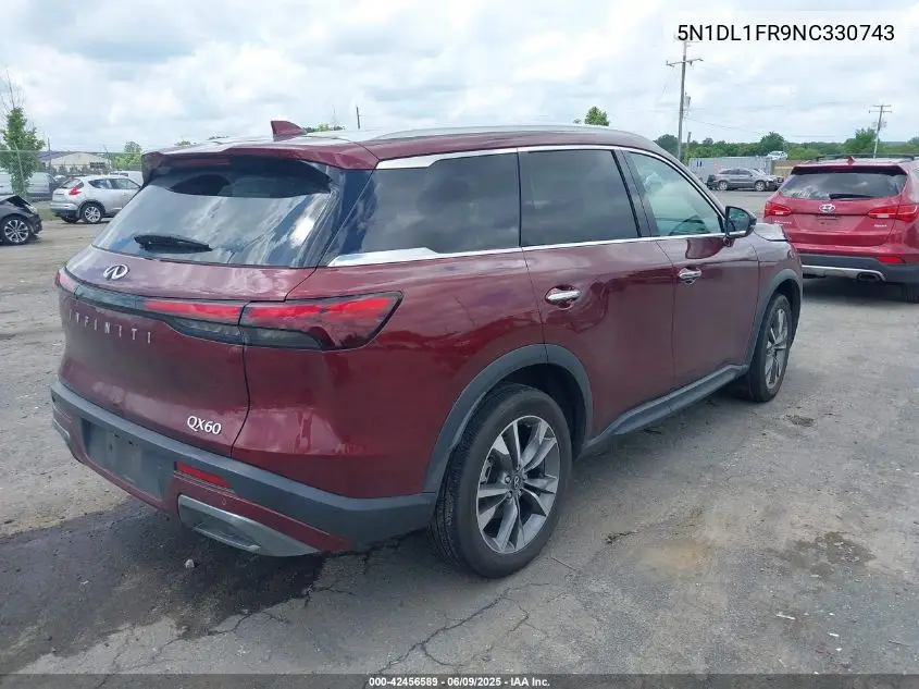2022 Infiniti Qx60 Luxe VIN: 5N1DL1FR9NC330743 Lot: 42456589