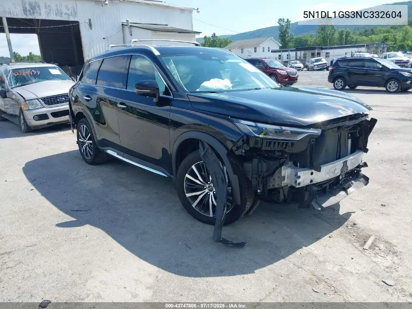 2022 Infiniti Qx60 Sensory VIN: 5N1DL1GS3NC332604 Lot: 42747806