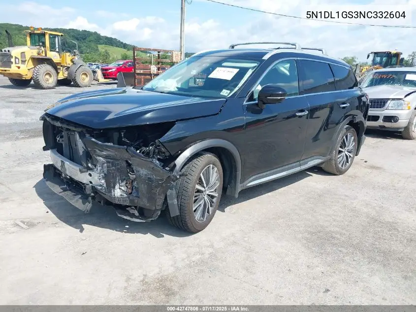 2022 Infiniti Qx60 Sensory VIN: 5N1DL1GS3NC332604 Lot: 42747806