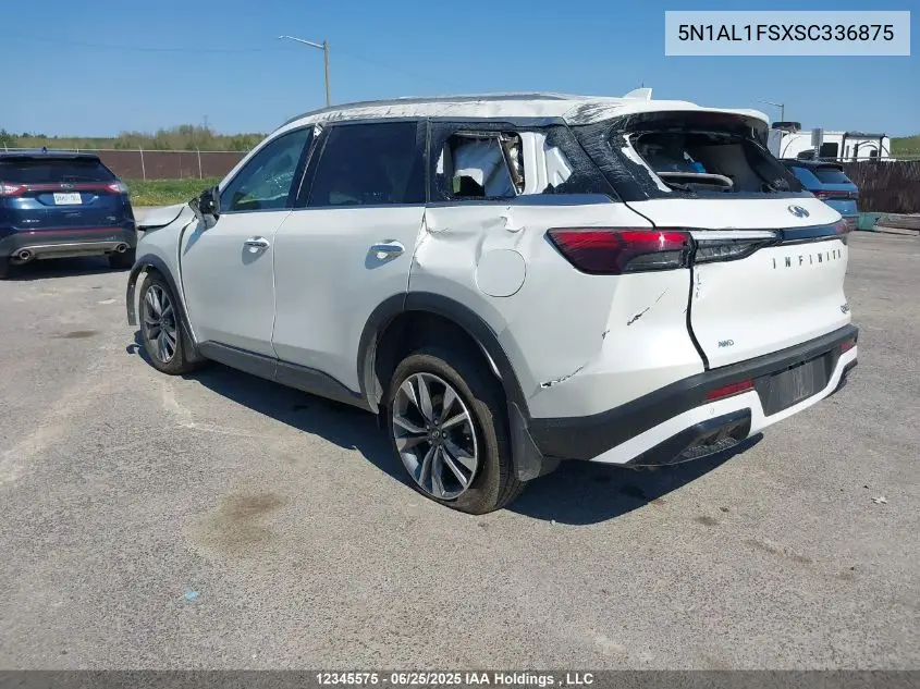 2025 Infiniti Qx60 Luxe VIN: 5N1AL1FSXSC336875 Lot: 12345575