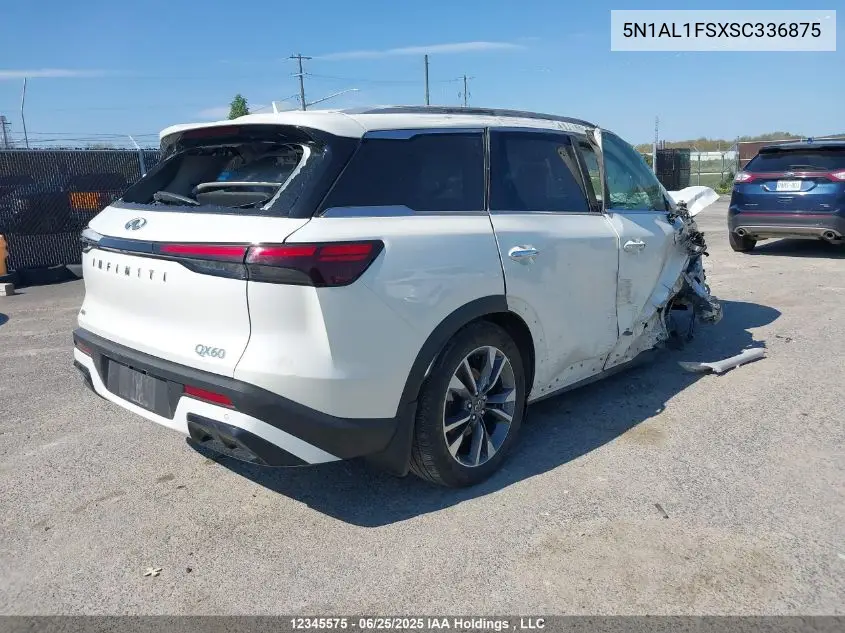 2025 Infiniti Qx60 Luxe VIN: 5N1AL1FSXSC336875 Lot: 12345575