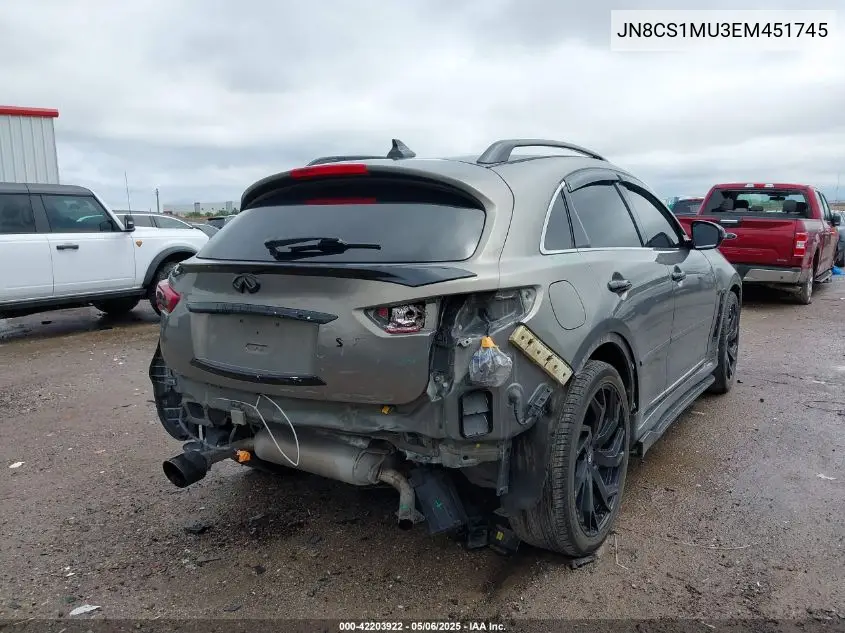 2014 Infiniti Qx70 VIN: JN8CS1MU3EM451745 Lot: 42203922