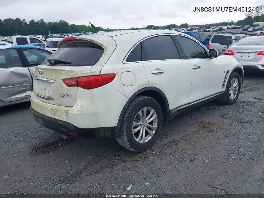 2014 Infiniti Qx70 VIN: JN8CS1MU7EM451246 Lot: 42221306