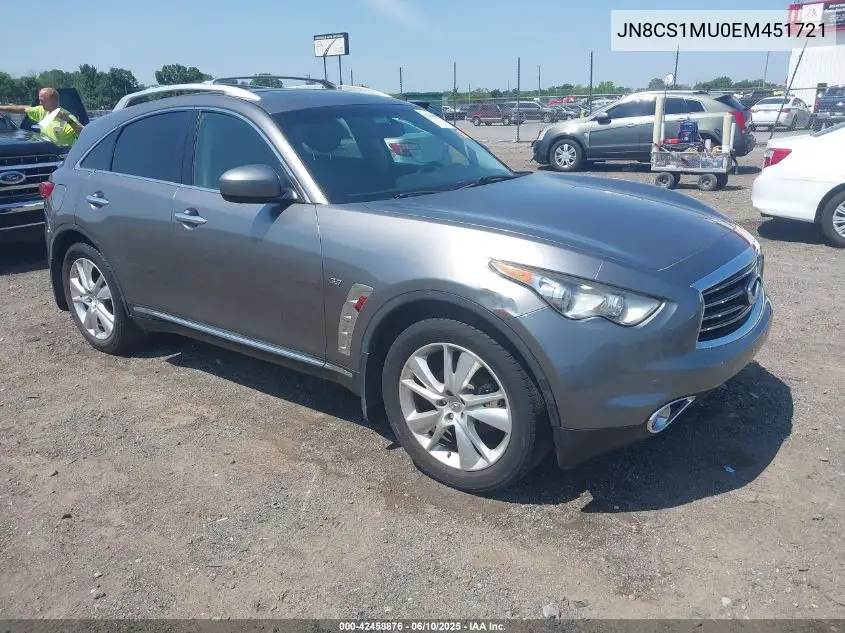 2014 Infiniti Qx70 VIN: JN8CS1MU0EM451721 Lot: 42458876