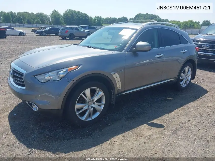 2014 Infiniti Qx70 VIN: JN8CS1MU0EM451721 Lot: 42458876