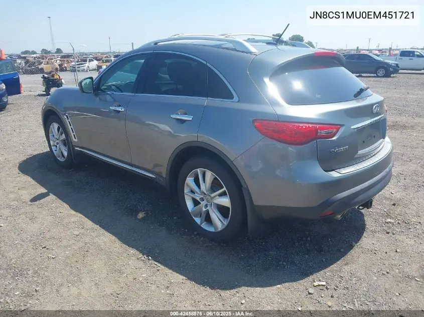 2014 Infiniti Qx70 VIN: JN8CS1MU0EM451721 Lot: 42458876